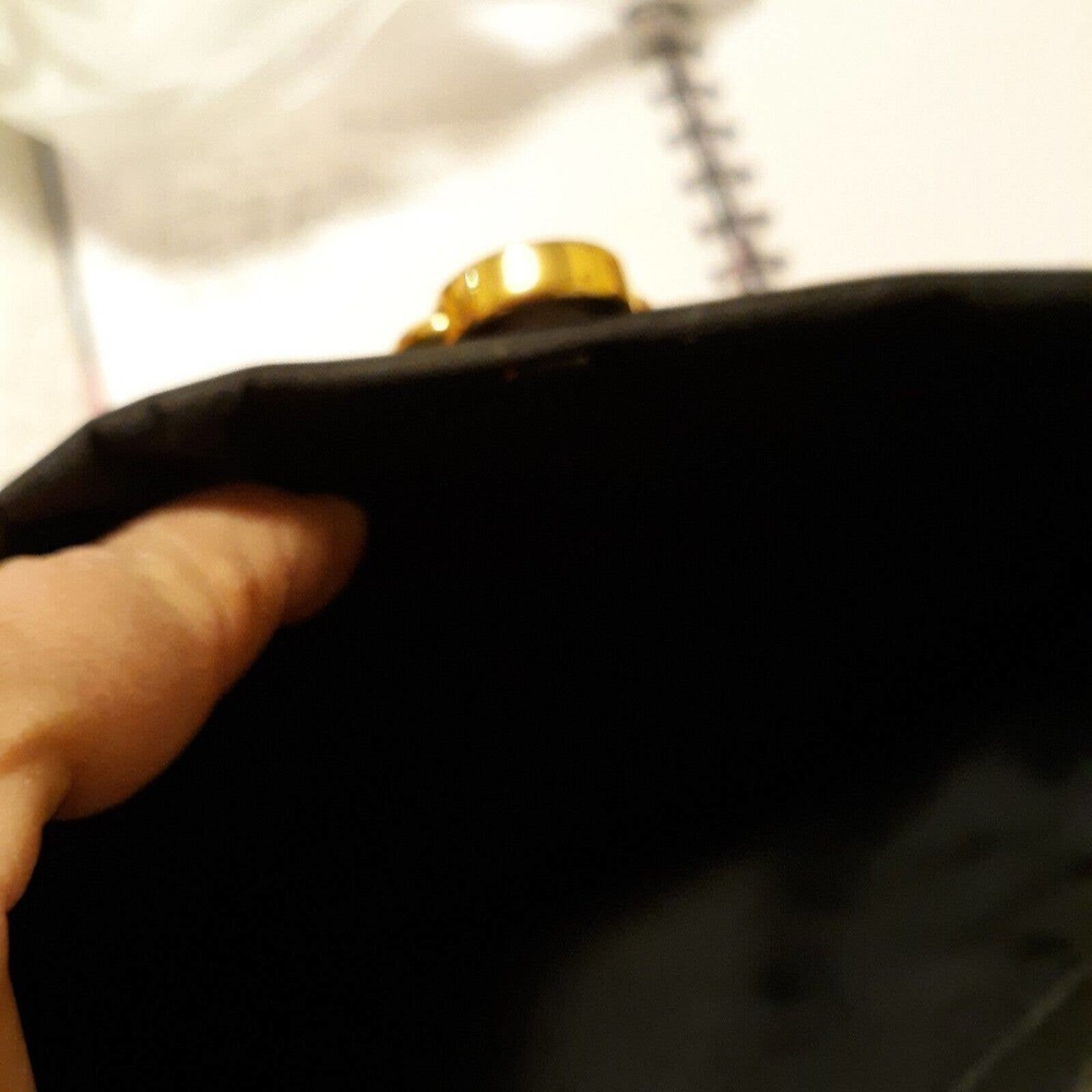Black woven shoulder bag with double gold chain strap Magnetic closure 10x7x2 - Picture 6 of 8